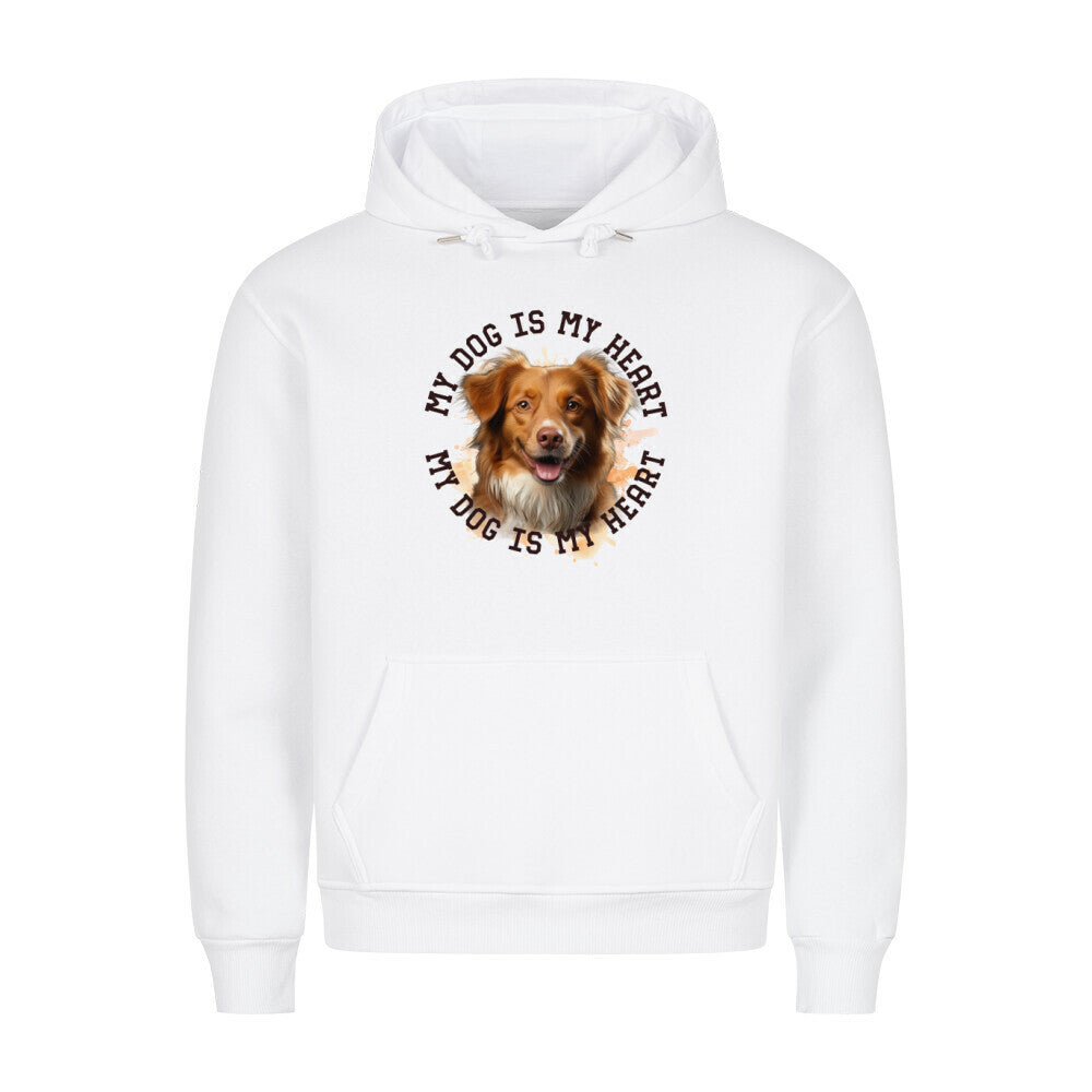 Premium Hoodie "Nova Scotia Duck Tolling Retriever HEART" Weiß – hunde-shirt.de