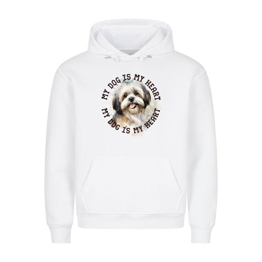 Premium Hoodie "Lhasa Apso HEART" Weiß – hunde-shirt.de