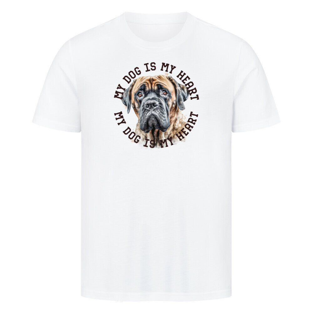 Premium T-Shirt "English Mastiff HEART" Weiß – hunde-shirt.de