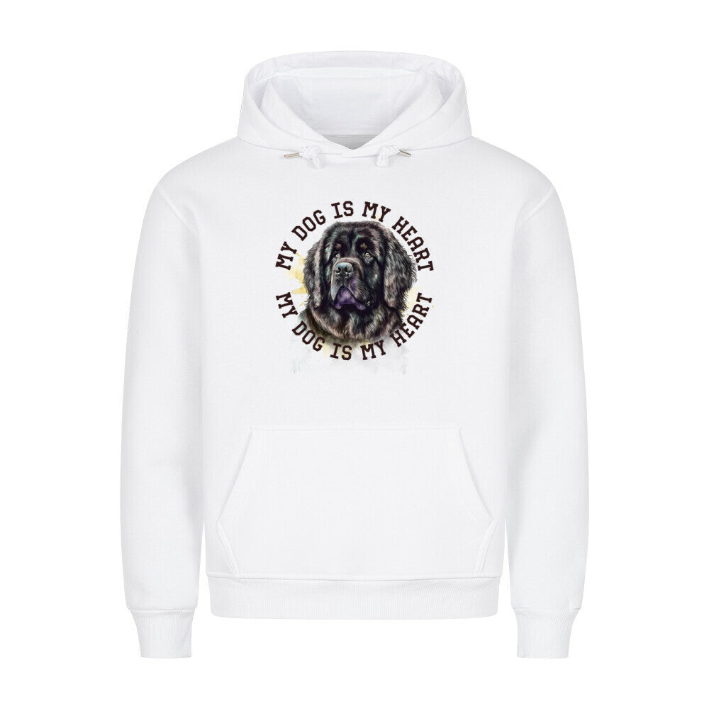 Premium Hoodie "Neufundländer ( gestromt ) HEART" Weiß – hunde-shirt.de