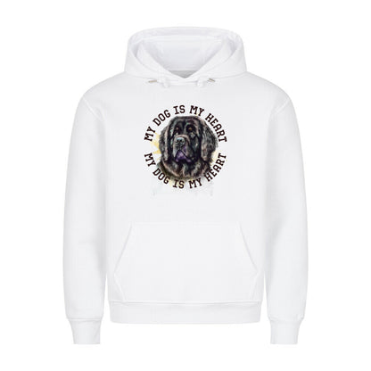 Premium Hoodie "Neufundländer ( gestromt ) HEART" Weiß – hunde-shirt.de