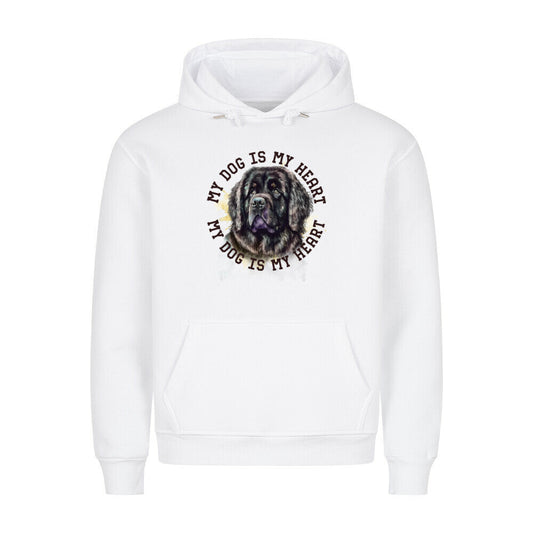 Premium Hoodie "Neufundländer ( gestromt ) HEART" Weiß – hunde-shirt.de