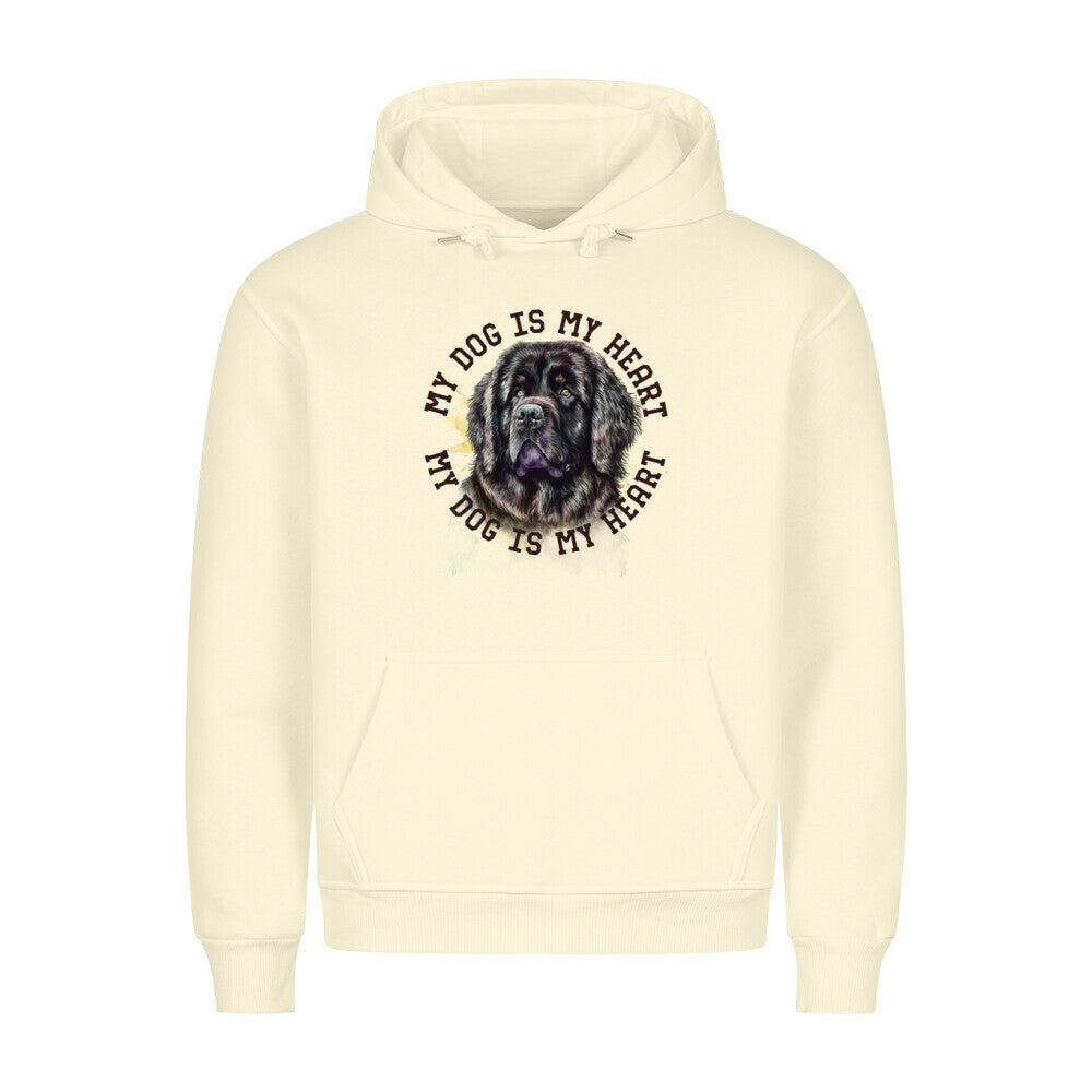 Premium Hoodie "Neufundländer ( gestromt ) HEART" Beige – hunde-shirt.de
