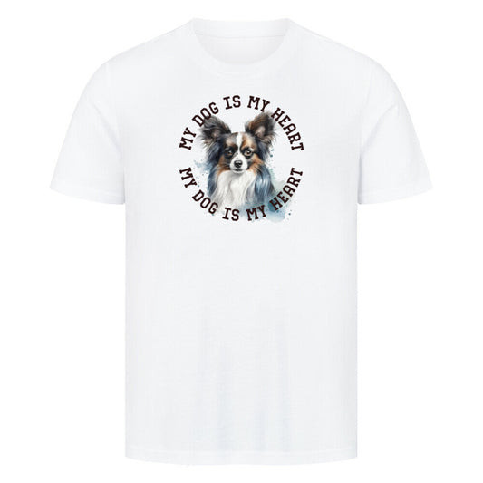 Premium T-Shirt "Papillon HEART 2" Weiß – hunde-shirt.de
