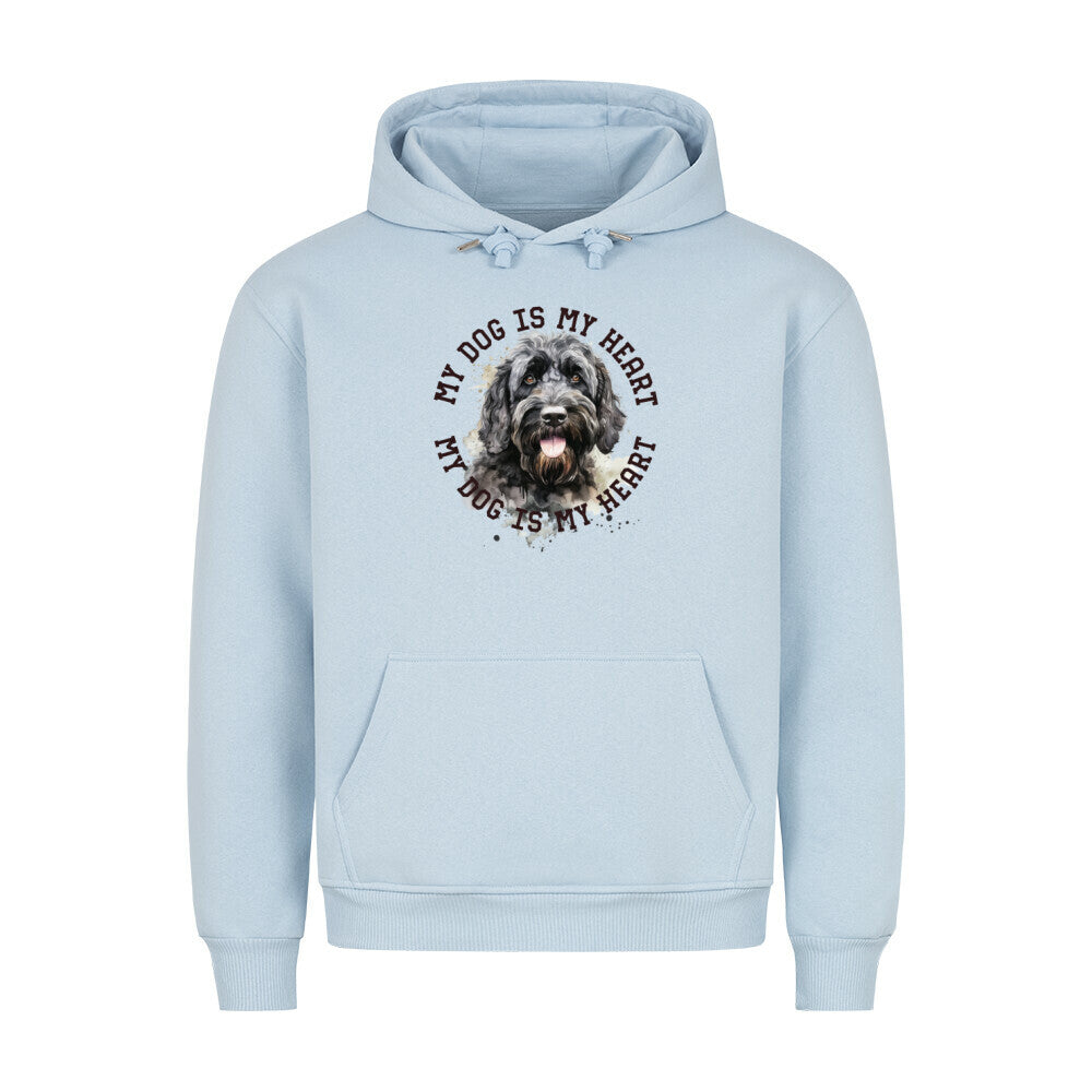 Premium Hoodie "Portugiesischer Wasserhund HEART" Babyblau – hunde-shirt.de