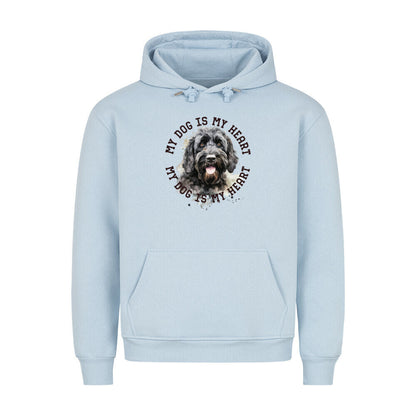 Premium Hoodie "Portugiesischer Wasserhund HEART" Babyblau – hunde-shirt.de