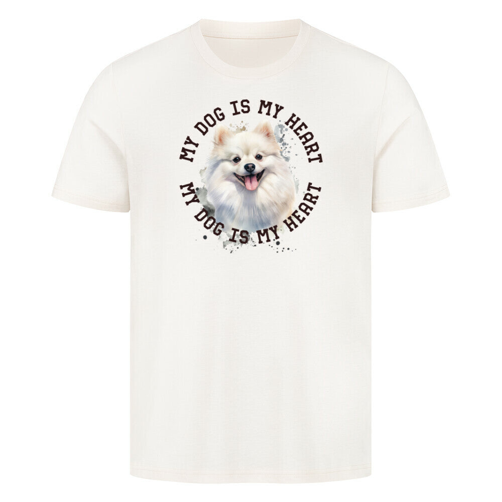 Premium T-Shirt "Pomeranian weiß HEART" Natural Raw – hunde-shirt.de