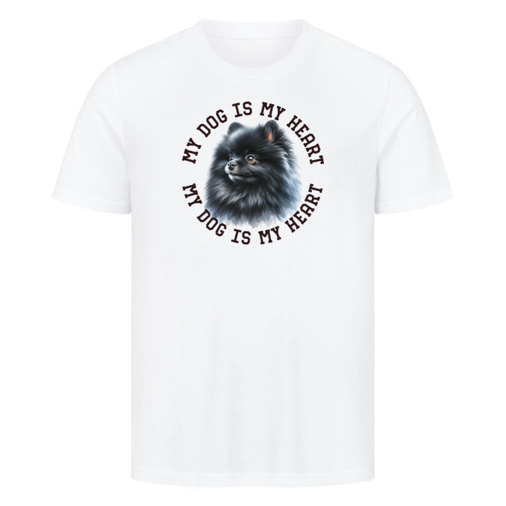 Premium T-Shirt "Pomeranian schwarz HEART" Weiß – hunde-shirt.de