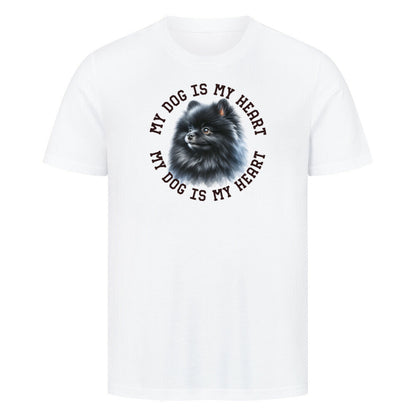Premium T-Shirt "Pomeranian schwarz HEART" Weiß – hunde-shirt.de