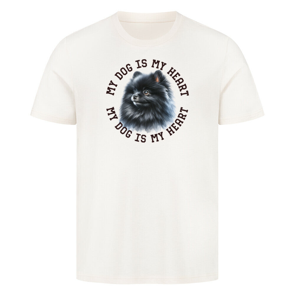 Premium T-Shirt "Pomeranian schwarz HEART" Natural Raw – hunde-shirt.de