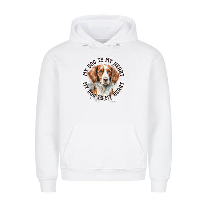 Premium Hoodie "Brittany Spaniel HEART" Weiß – hunde-shirt.de