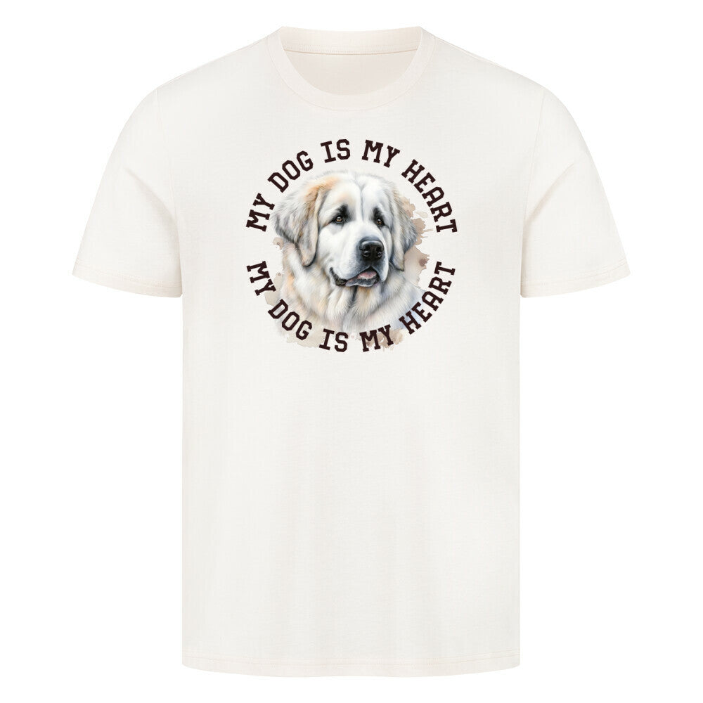 Premium T-Shirt "Pyrenäenberghund HEART 2" Natural Raw – hunde-shirt.de