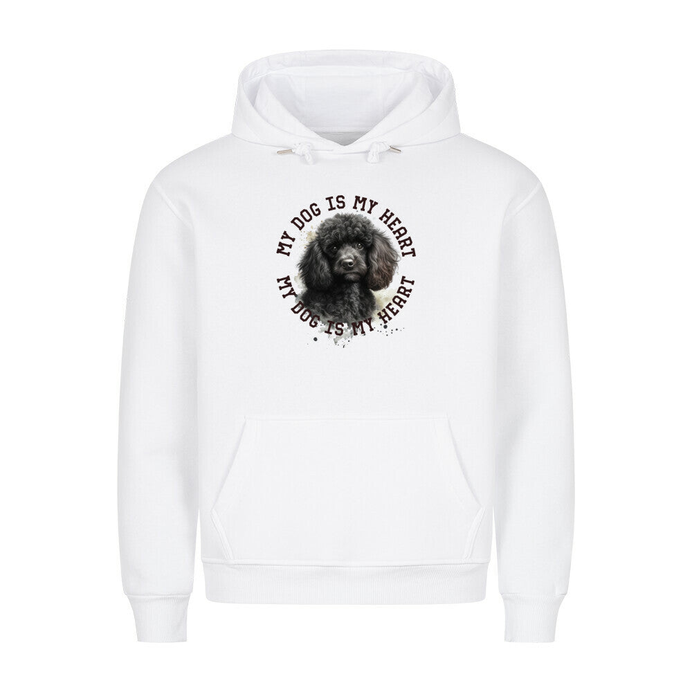 Premium Hoodie "Pudel schwarz HEART" Weiß – hunde-shirt.de