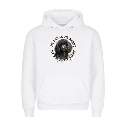Premium Hoodie "Pudel schwarz HEART" Weiß – hunde-shirt.de