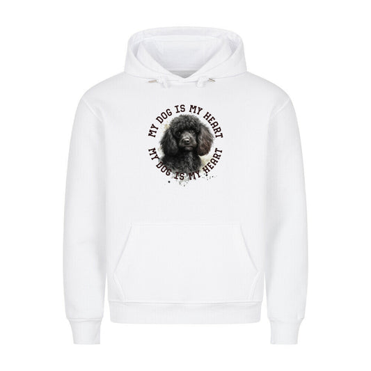 Premium Hoodie "Pudel schwarz HEART" Weiß – hunde-shirt.de