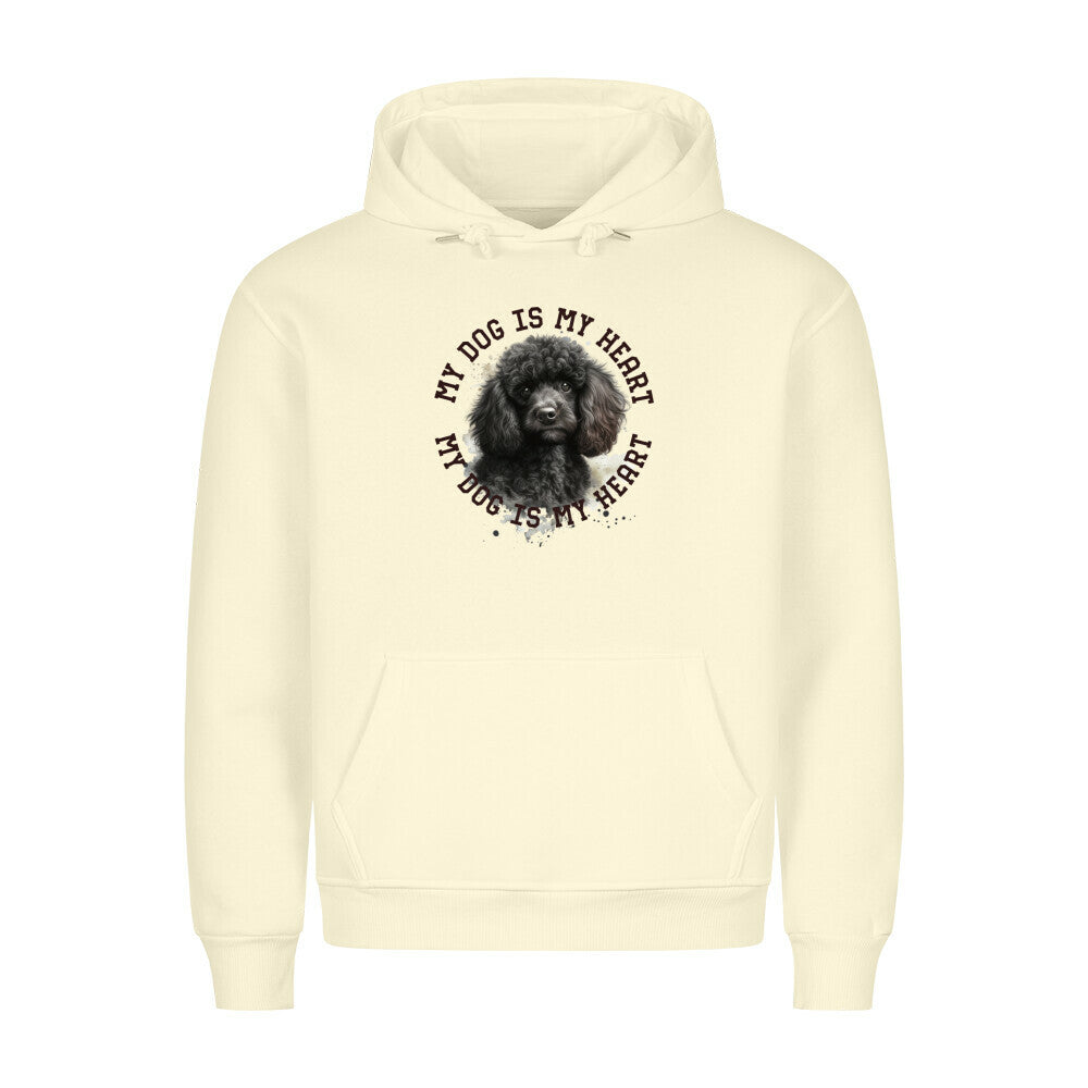 Premium Hoodie "Pudel schwarz HEART" Beige – hunde-shirt.de