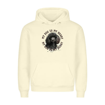 Premium Hoodie "Pudel schwarz HEART" Beige – hunde-shirt.de