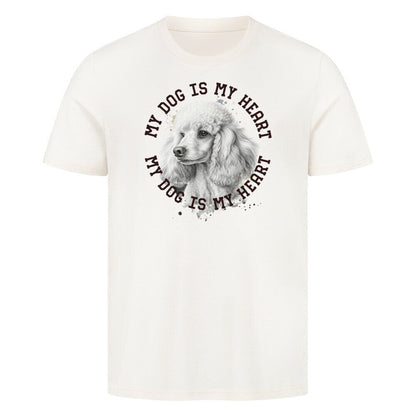 Premium T-Shirt "Pudel weiß HEART" Natural Raw – hunde-shirt.de
