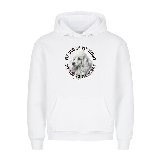 Premium Hoodie "Pudel weiß HEART" Weiß – hunde-shirt.de