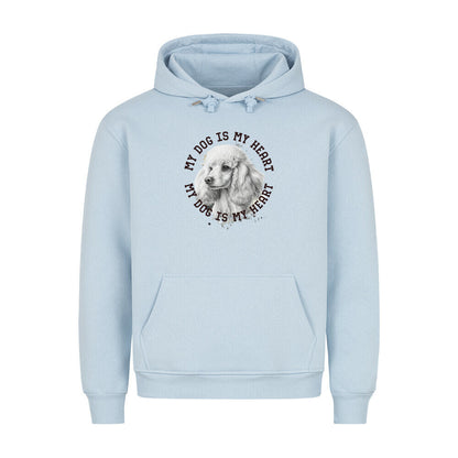 Premium Hoodie "Pudel weiß HEART" Babyblau – hunde-shirt.de