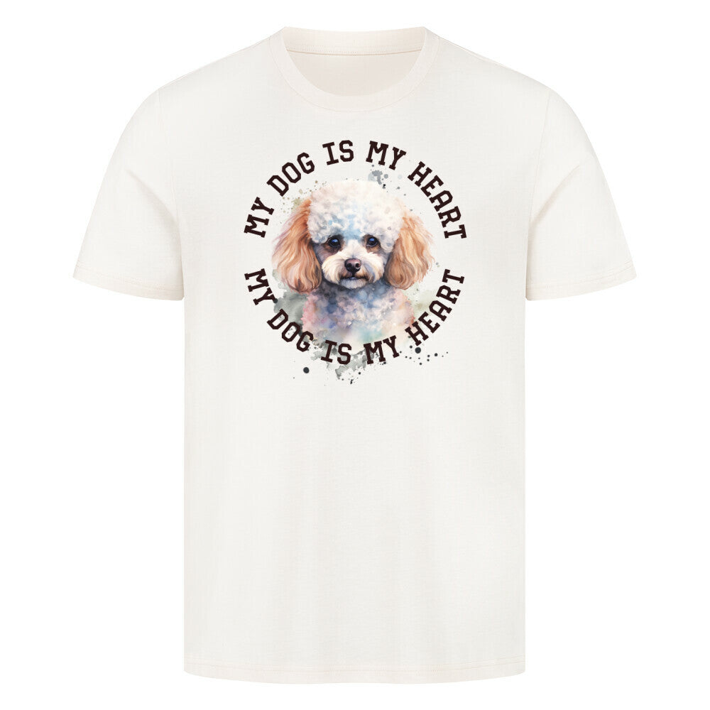 Premium T-Shirt "Pudel weiß-braun HEART" Natural Raw – hunde-shirt.de