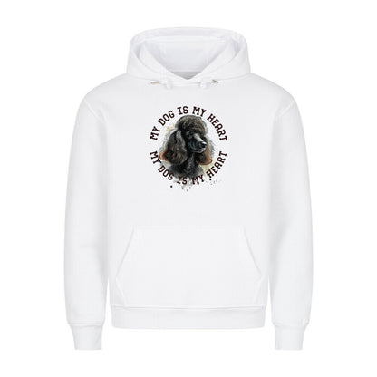 Premium Hoodie "Königspudel schwarz HEART" Weiß – hunde-shirt.de