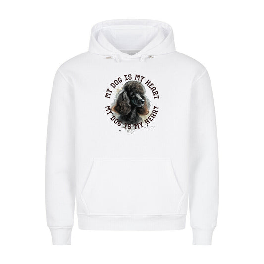 Premium Hoodie "Königspudel schwarz HEART" Weiß – hunde-shirt.de