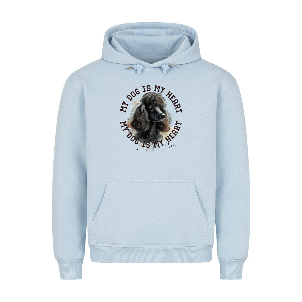 Premium Hoodie "Königspudel schwarz HEART" Babyblau – hunde-shirt.de