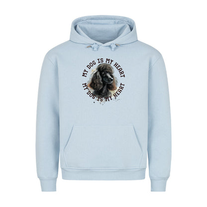 Premium Hoodie "Königspudel schwarz HEART" Babyblau – hunde-shirt.de