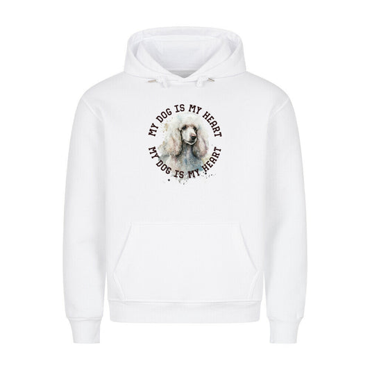 Premium Hoodie "Königspudel weiß HEART" Weiß – hunde-shirt.de