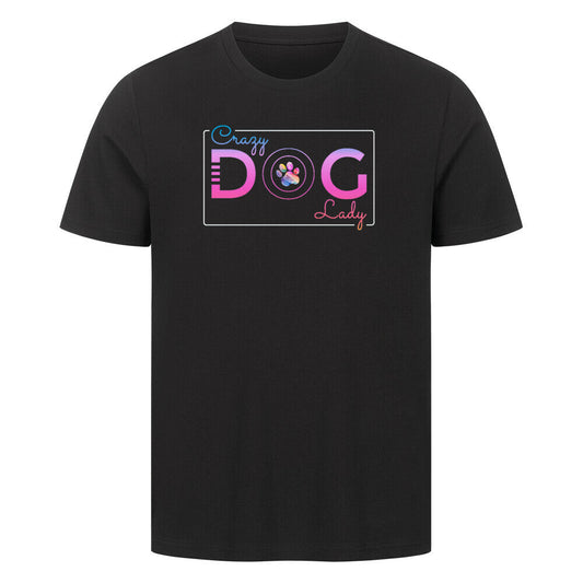 Premium T-Shirt "Crazy Dog Lady" Schwarz – hunde-shirt.de