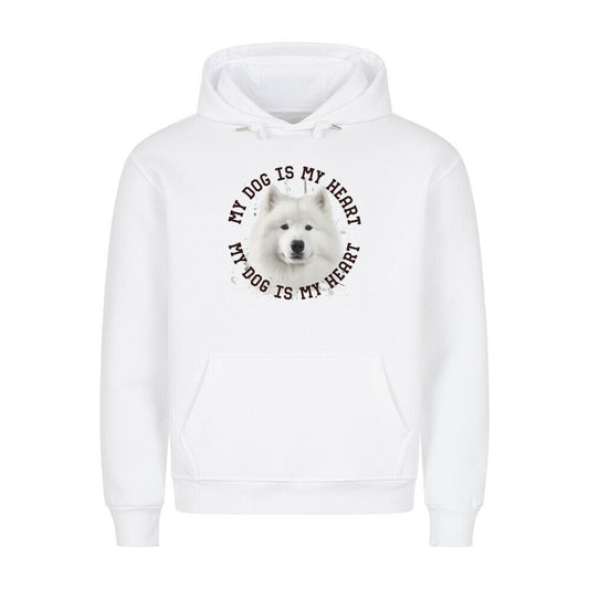 Premium Hoodie "Samoyed HEART 2" Weiß – hunde-shirt.de