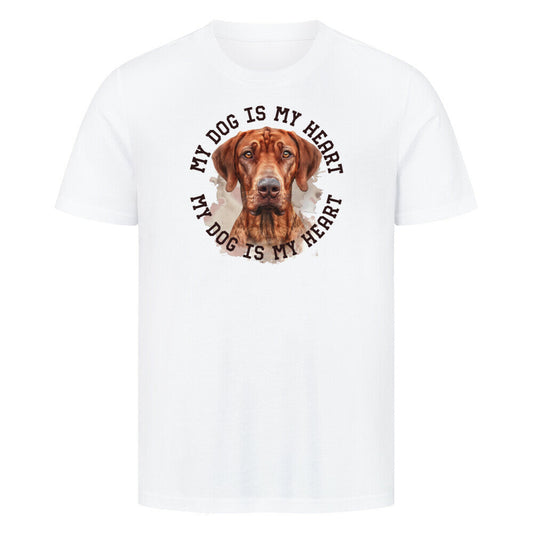Premium T-Shirt "Rhodesian Ridgeback HEART 2" Weiß – hunde-shirt.de