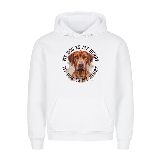 Premium Hoodie "Rhodesian Ridgeback HEART 2" Weiß – hunde-shirt.de