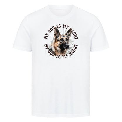 Premium T-Shirt "Deutscher Schäferhund HEART" Weiß – hunde-shirt.de