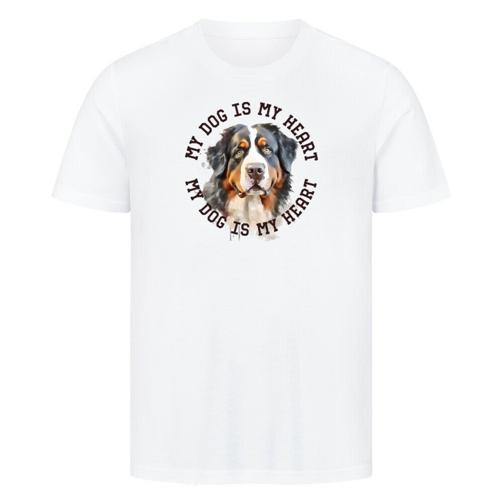Premium T-Shirt "Berner Sennenhund HEART" Weiß – hunde-shirt.de
