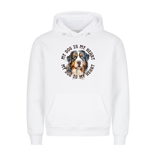 Premium Hoodie "Berner Sennenhund HEART" Weiß – hunde-shirt.de