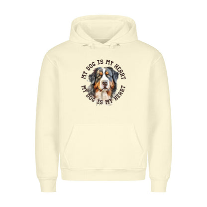 Premium Hoodie "Berner Sennenhund HEART" Beige – hunde-shirt.de