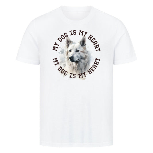 Premium T-Shirt "Weißer Schäferhund HEART" Weiß – hunde-shirt.de