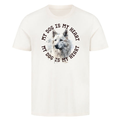 Premium T-Shirt "Weißer Schäferhund HEART" Natural Raw – hunde-shirt.de