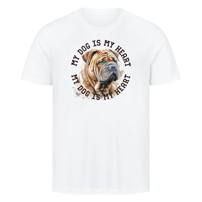 Premium T-Shirt "Shar Pei HEART 2" Weiß – hunde-shirt.de