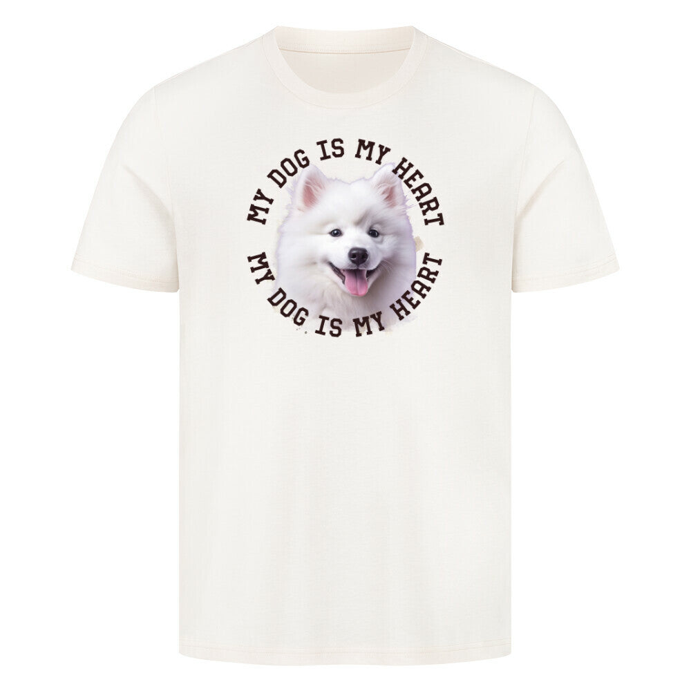 Premium T-Shirt "Japan-Spitz HEART" Natural Raw – hunde-shirt.de