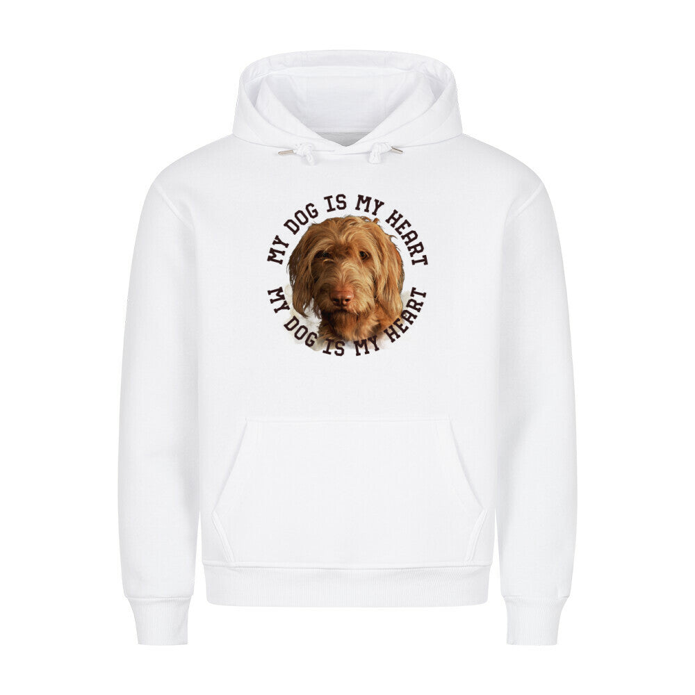 Premium Hoodie "Drahthaar Vizsla HEART" Weiß – hunde-shirt.de