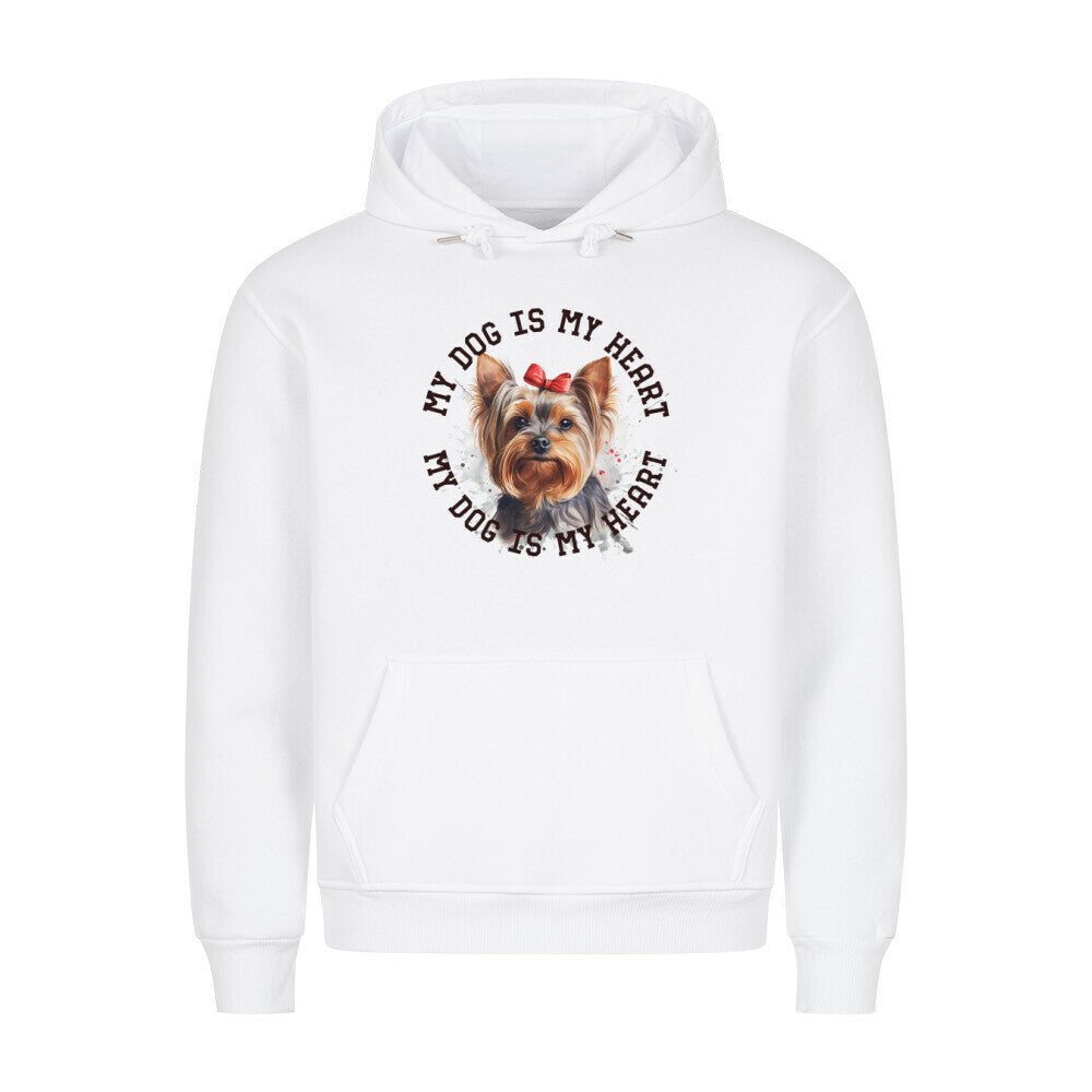 Premium Hoodie "Yorkshire Terrier Schleife" Weiß – hunde-shirt.de