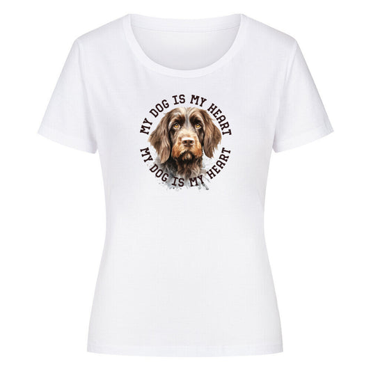 Premium Organic Damen-Shirt "Rauhaar Korthals" Weiß – hunde-shirt.de
