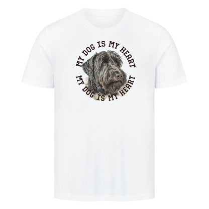 Premium T-Shirt "Black Russian Terrier HEART 2" Weiß – hunde-shirt.de