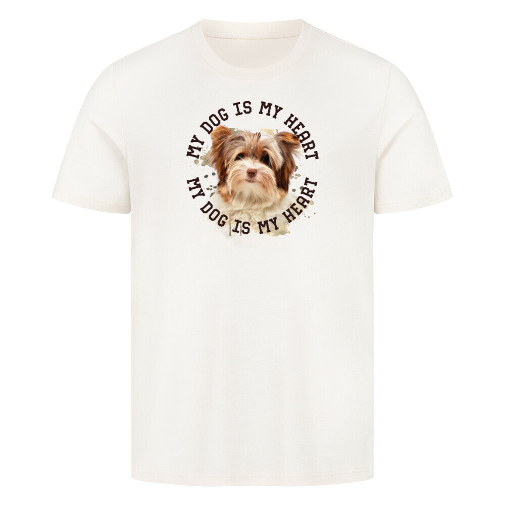 Premium T-Shirt "Biewer Terrier HEART 2" Natural Raw – hunde-shirt.de