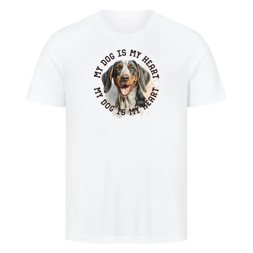 Premium T-Shirt "Coonhound bluetick HEART" Weiß – hunde-shirt.de