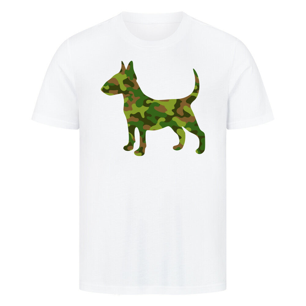 Premium T-Shirt "Bullterrier Camo" Weiß – hunde-shirt.de