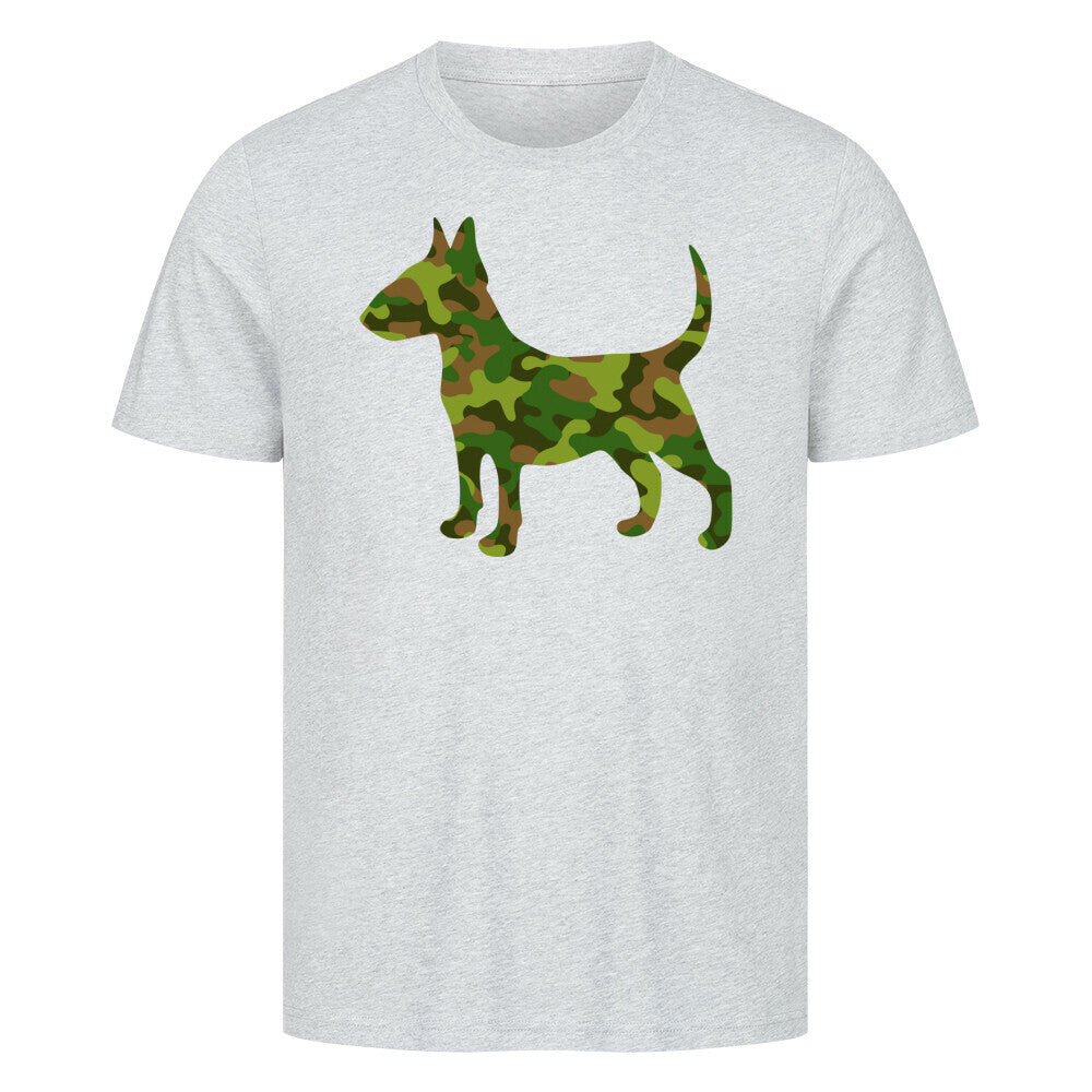 Premium T-Shirt "Bullterrier Camo" Heather Grey – hunde-shirt.de